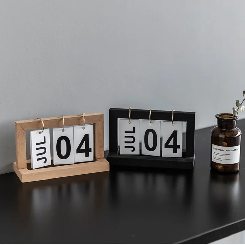 

Simple Creative Flip Page Calendar Desktop Decoration Nordic Small Ornaments Study Room Decoration Wooden Ornaments