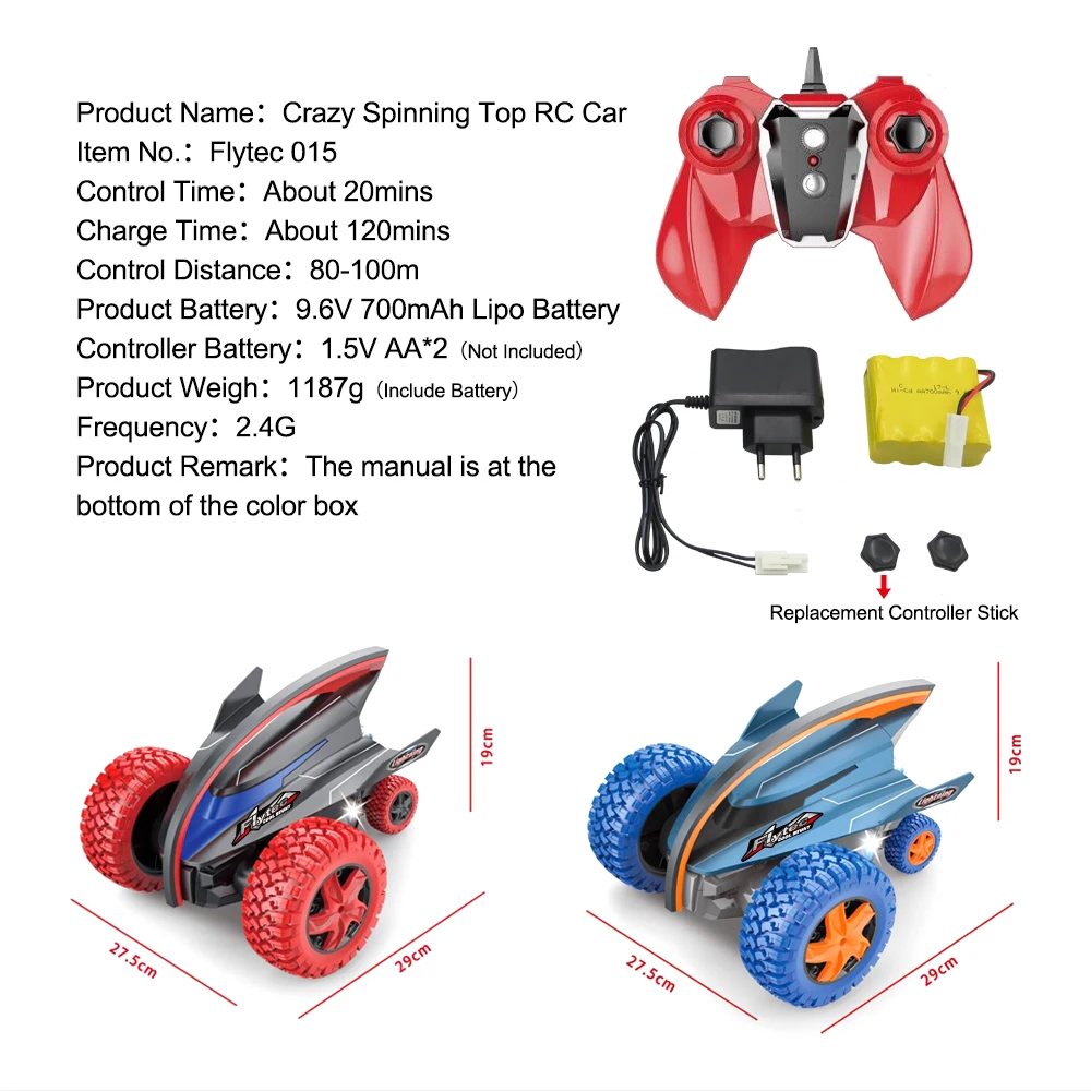 Flytec 015 RC автомобиля 360 градусов вращения Сумасшедший дьявол машина рыбы гироскопа