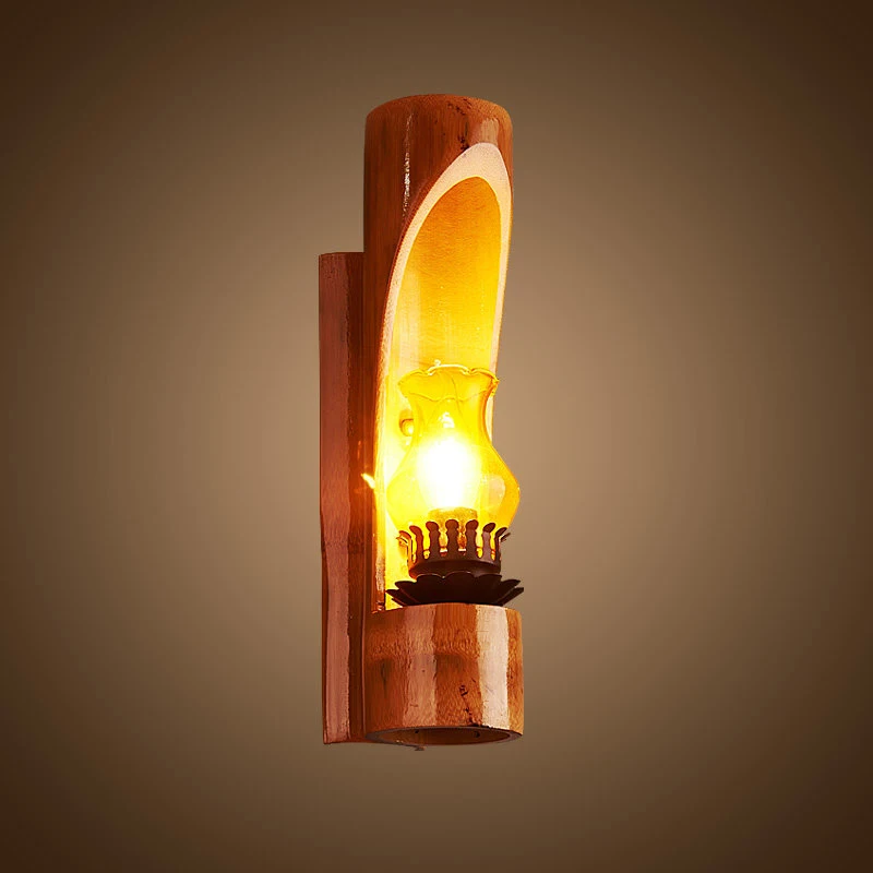 Ручной работы крытый наружный светодиодный настенный светильник bamboo glass shade E14