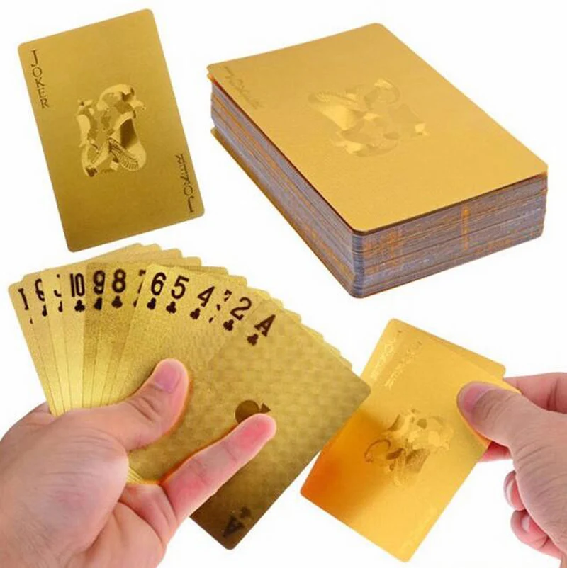 Gold Square Plated Poker Playing Cards Deck Foil Waterproof Table Game Card CN 