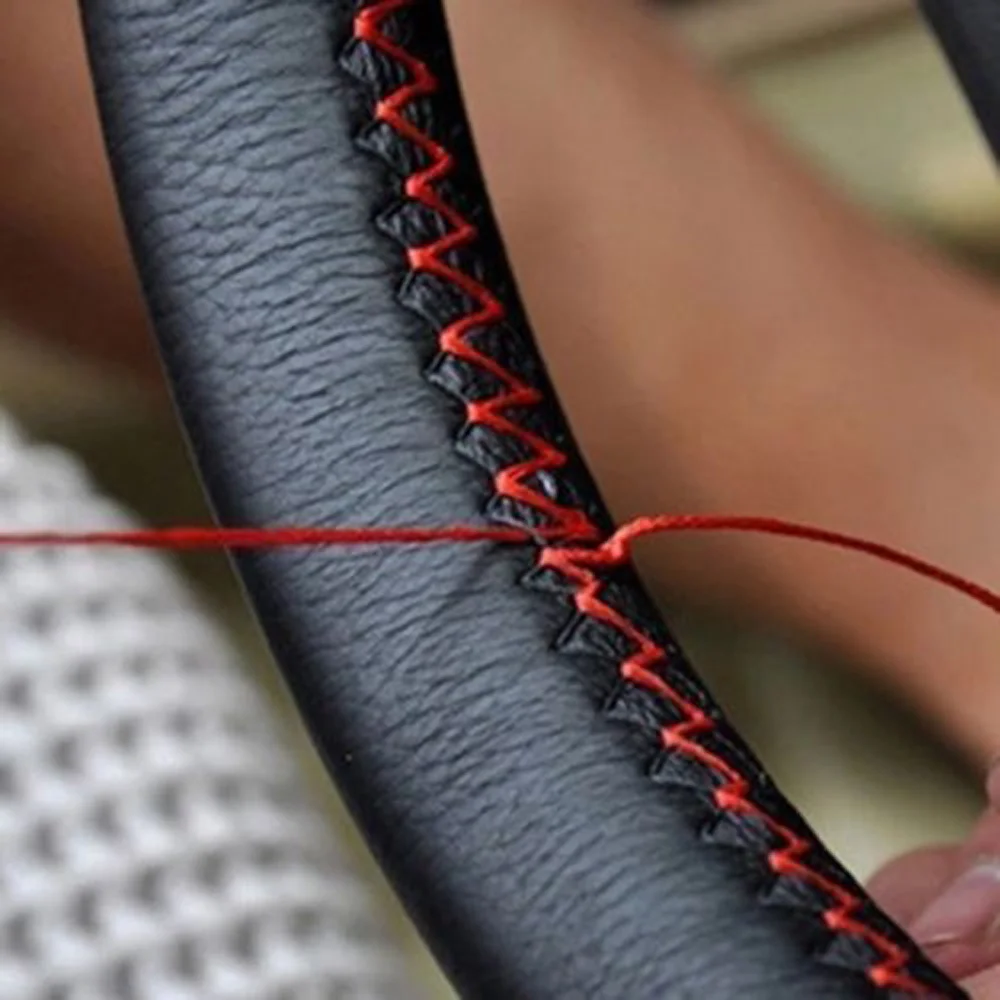 38 см DIY чехол на руль/Мягкая волокнистая Кожа Оплетка руль автомобиля с иглой и
