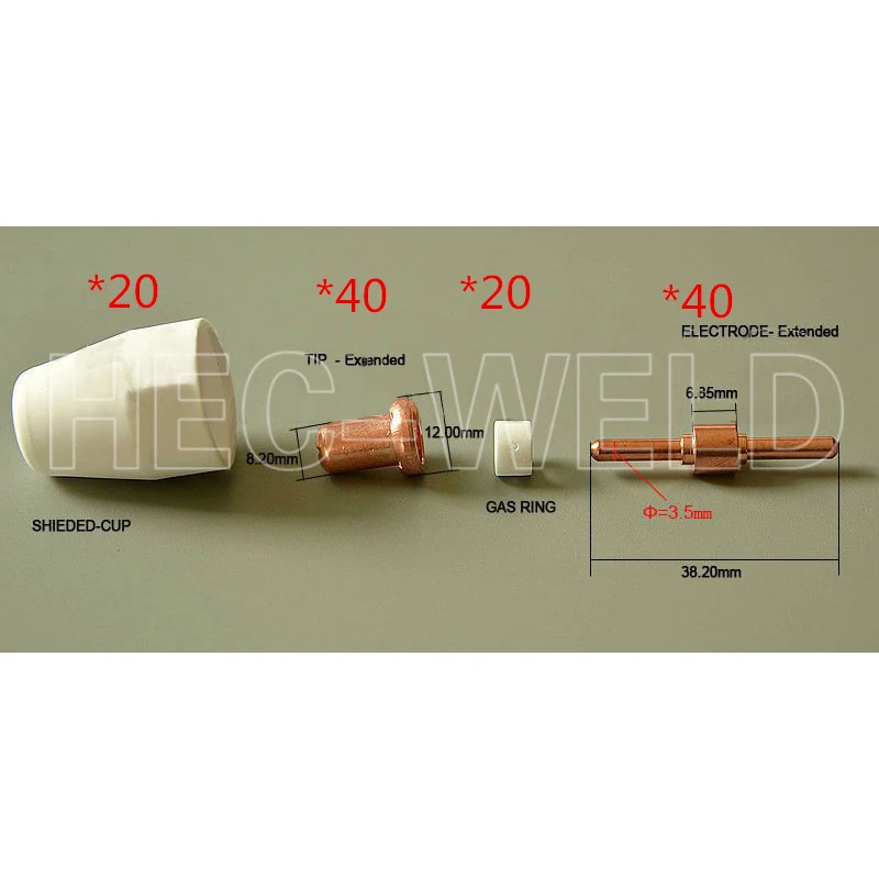 

PT-31 LG-40 Plasma Cutter Cutting Torch Consumables KIT Extended Plasma Nozzles TIPS Fit Cut-50 50D CT-312