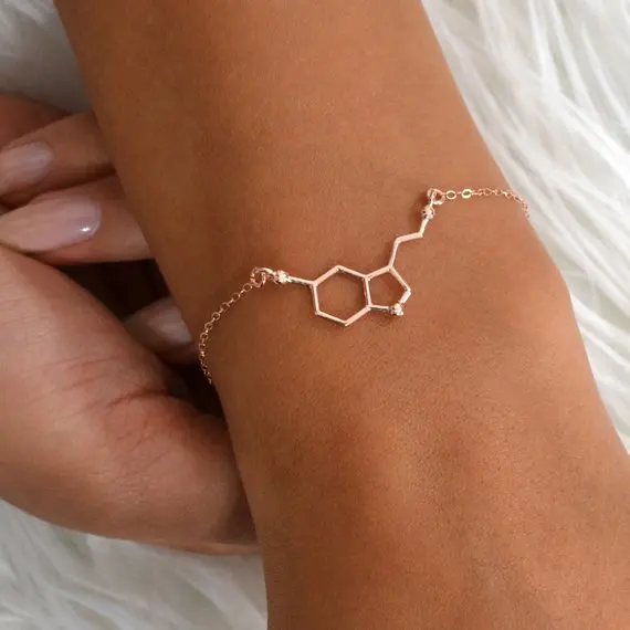 

10PCS Serotonin Bracelet Chemistry Science Formula Molecular Structure Bracelet Hormone Molecules Nurse Pendant Chain Bracelets