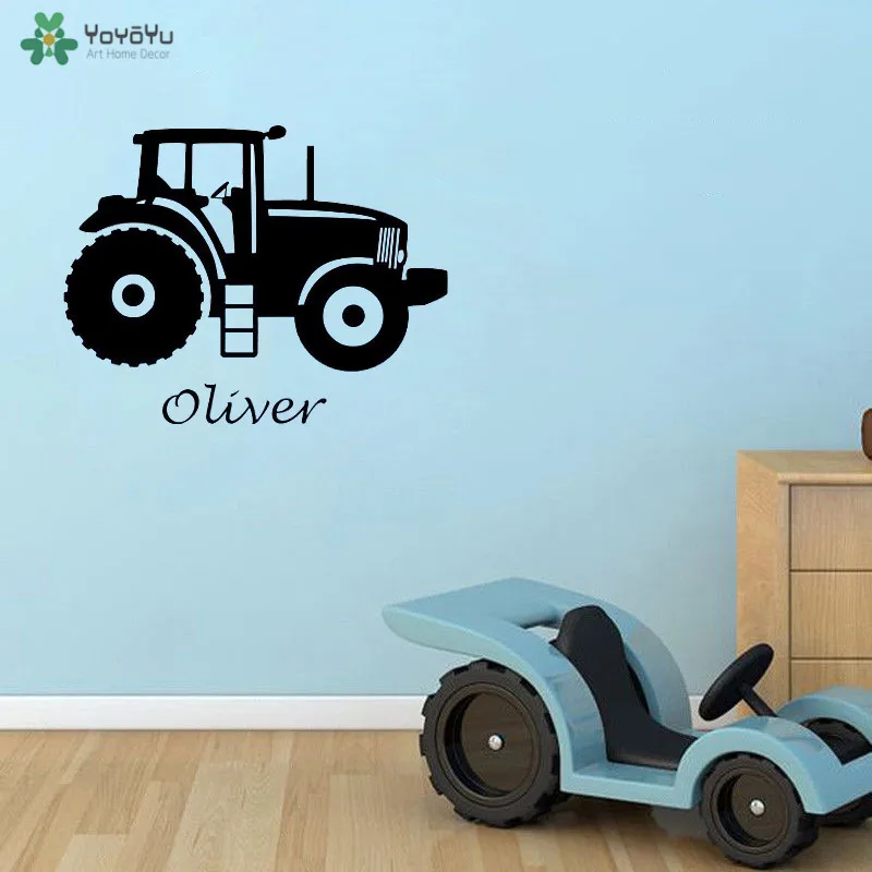 

YOYOYU Wall Decal Tractor Custom Name Removeable Wall Sticker Kids Boys Bedroom Wall Decor Furniture Stickers Art Poster QQ189