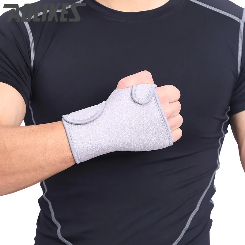 AOLIKES; регулируемый браслет для рук, спортивный браслет, безопасная сталь, поддержка запястья, шина, артрит, растяжения, натяжные повязки на руки, наручные обертывания - Цвет: Grey