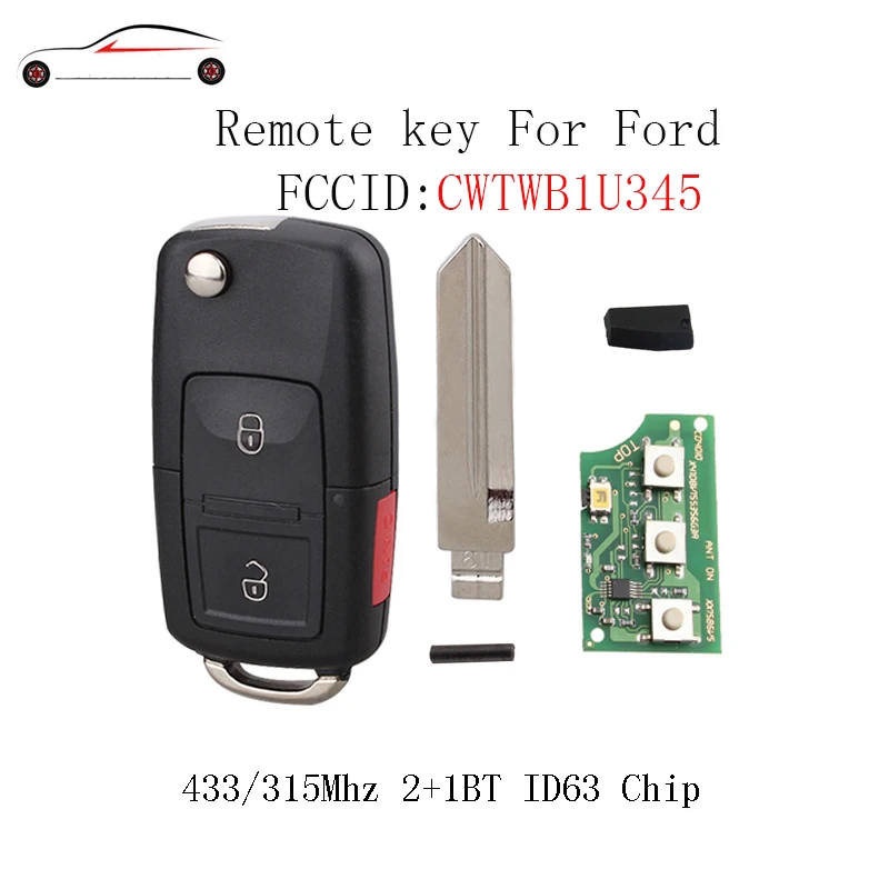

GORBIN 2+1 Buttons New Style Remote Key DIY For Ford 2001 2002 2003 2004 2005 2006 2007 Explorer Edge Escape 4D63 40/80Bit Chip