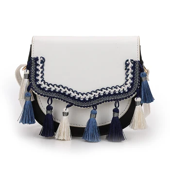 

Fringed Retro Small Square Bag National Wind Contrast Color Shoulder Bag Crossbody Bag