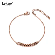 Lokaer, титановые браслеты с маленькими бусинами из нержавеющей стали для женщин и девушек, богемные летние браслеты-цепочки и звенья, ювелирные изделия B19075