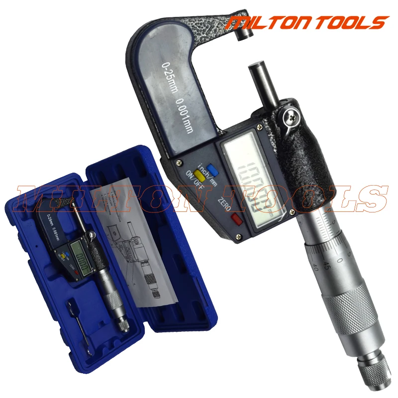 25mm/0.001mm Electronic Digital Micrometer Caliper Gauge Meter Chrome