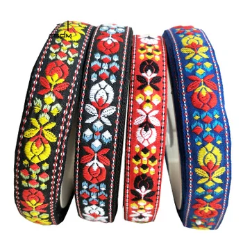 

NEW Wide 33MM 11yard/lot Single Face Polyester Woven Jacquard Ribbon Golden geometric totem for curtain and clothing accessory