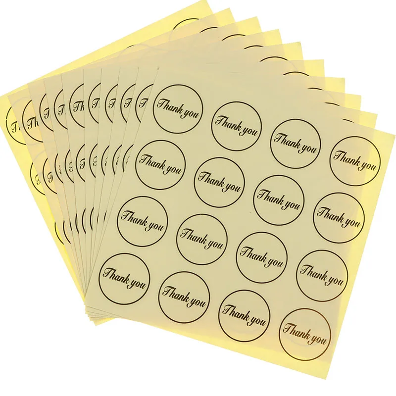 

48pcs /3 Sheets Transparent PVC Hot Stamping Sticker Thank You Plastic Gold Silver Sealing Paste Baking Decorative Stickers
