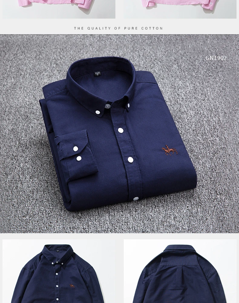 Men's Excellent Oxford Fabric Slim Fit Shirt Cover Blue