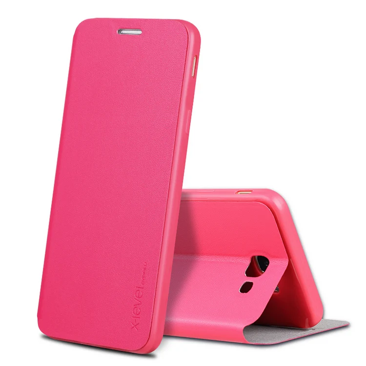 X-Level кожаный флип-чехол s для Samsung Galaxy A7 A720 A720F ультратонкий деловой кожаный чехол - Цвет: Rose Pink