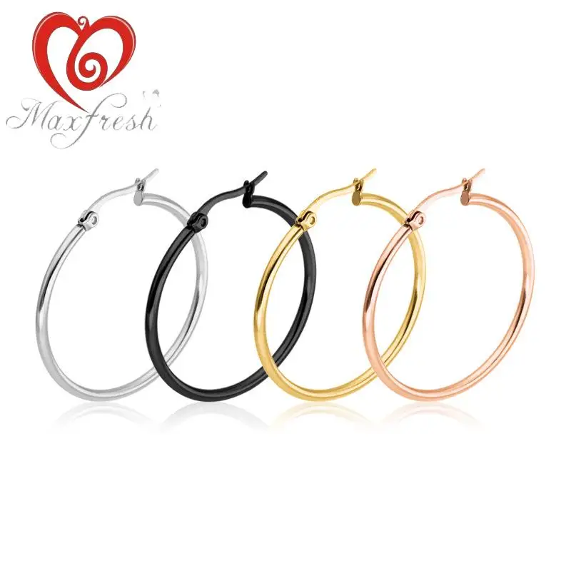 Maxfresh 4 пары каждого цвета Мода Титан Сталь обруч серьги Пряжка Серьги для Для
