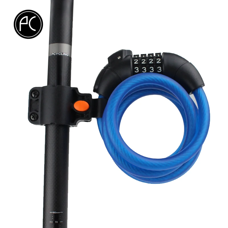 

PCycling Bicycle Lock Bike Cable Anti Theft Bike Lock Steel Wire Safe Cycling Road MTB Mountain Bike Steel Lock with Light