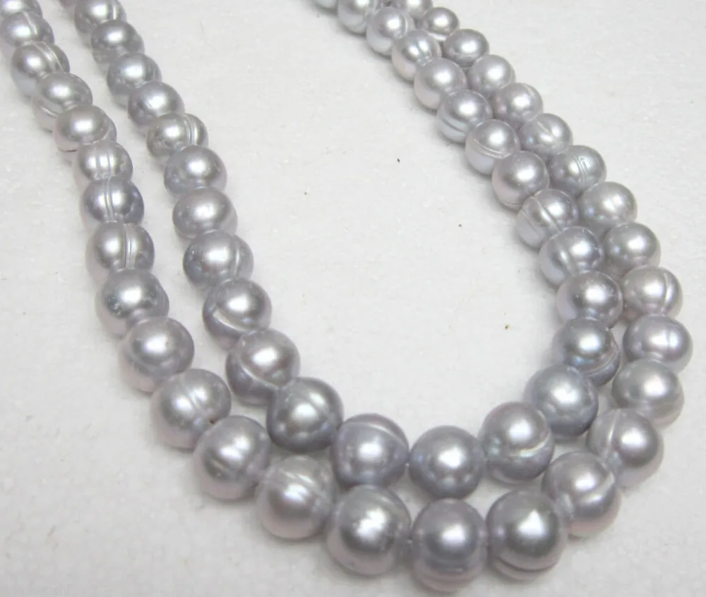 

good quality 11-12MM gray south sea natural Pearl Necklace 33"14K Noble style Natural Fine jewe FREE SHIPPING