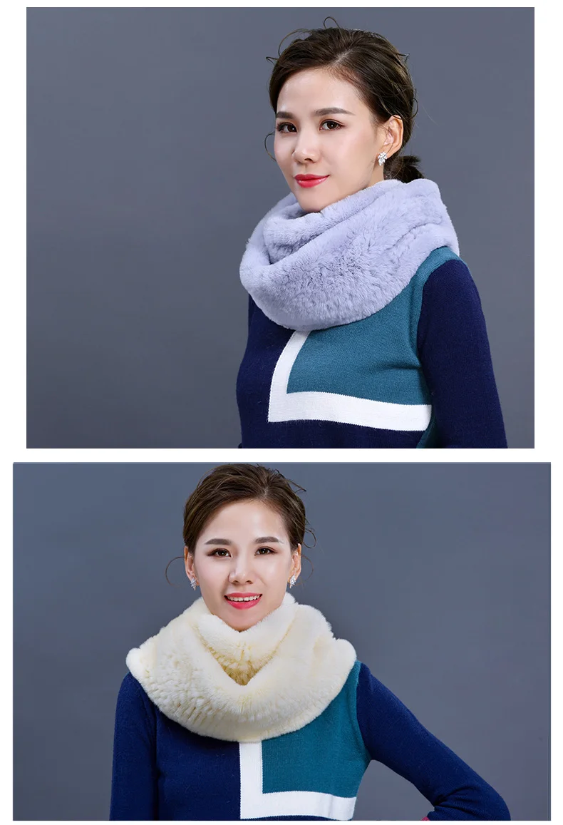 New Women's Natural Fur Shawls Wraps Genuine Rabbit Fur Neck Scarf High Quality Real Fur Scarves For Women (12)