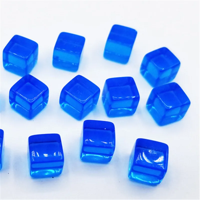 100 шт./компл. 10 мм цветной прозрачной обуви с украшением в виде кристаллов D6 игральная кость шахматная фигура с прямым углом сито для головоломки настольные игры - Цвет: Синий
