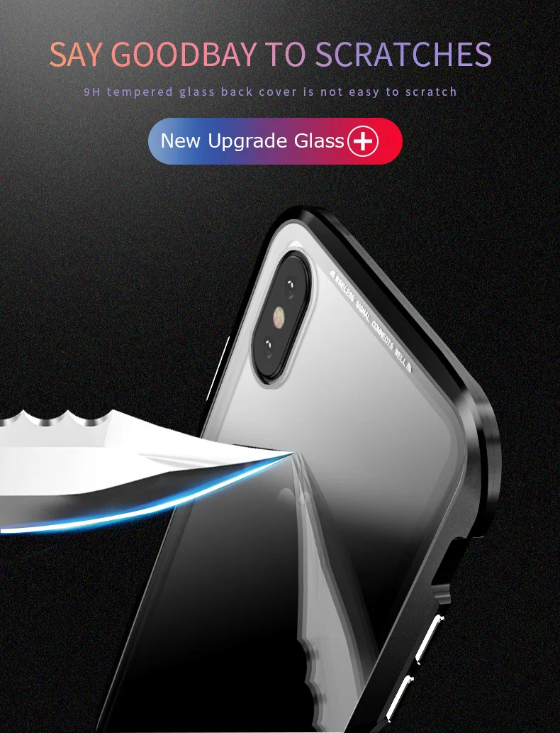 For iPhone X Magnetic Adsorption Cases Shockproof Metal Bumper (3)
