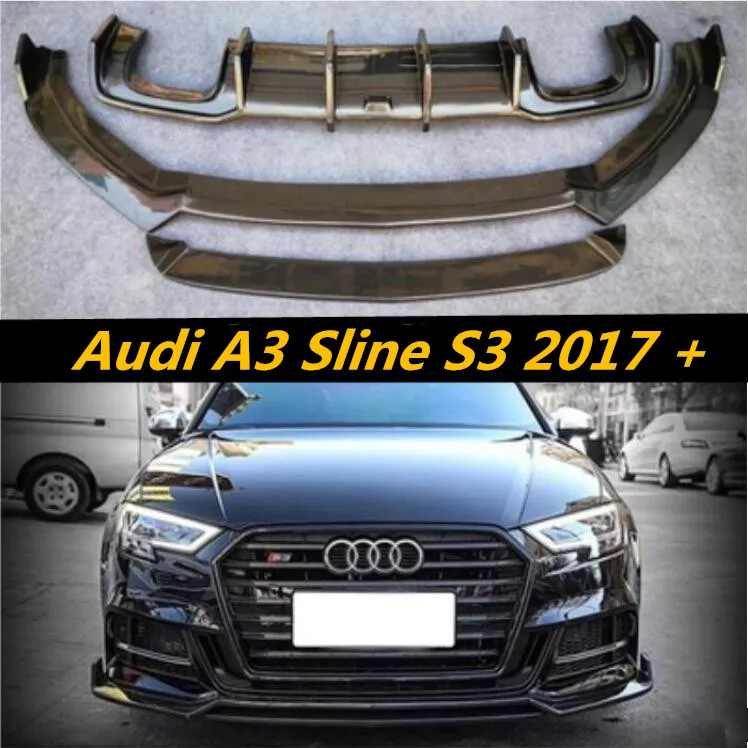 Carbon Fiber CAR FRONT Splitter LIP + BUMPER SPOILER + REAR TRUNK