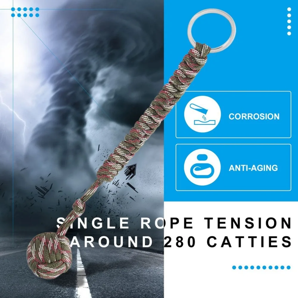 

Outdoor Security protecting Monkey Fist Self Defense Tool Lanyard Survival Multifunctional Key Chain For Girl New Style