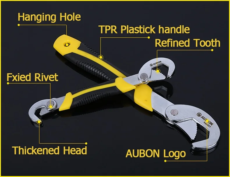 Универсальный гаечный ключ AUBON 9~ 32 мм с быстрой защелкой и зажимом, набор инструментов, гаечный ключ для труб, бытовые ручные инструменты
