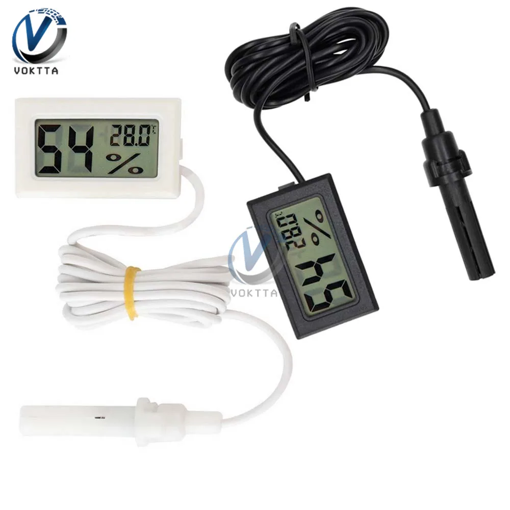10PCS LCD Digital Temperature Humidity Meter Thermometer Hygrometer 1.5M Probe 
