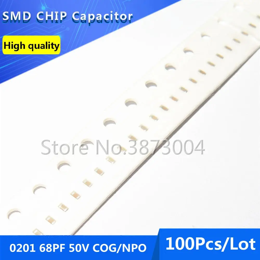 

100pcs 0201 68PF 50V COG/NPO 5% Thick Film Chip Multilayer Ceramic Capacitor