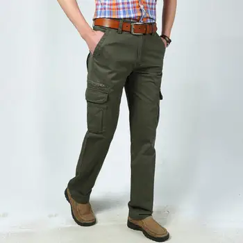 

Cargo Pockets Design Autumn Winter Men Pants Loose Plus Size 29-42 Army Military New Style Thick Vintage Cotton Mens Trousers