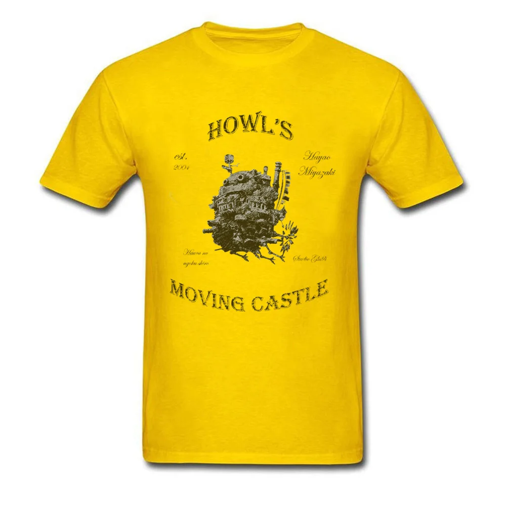 Fitted Howls C2 Fitness Tight Short Sleeve Tshirts Summer/Fall O Neck 100% Cotton Tees for Men Tee-Shirts Funny Howls C2 yellow