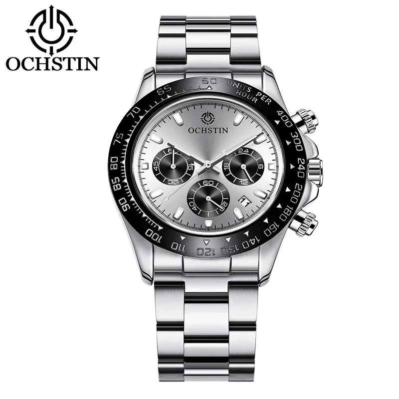 OCHSTIN мужские часы полностью из нержавеющей стали наручные часы модные кварцевые мужские s часы аналоговые спортивные часы для джентльмена мужские часы Relojes - Цвет: Silver