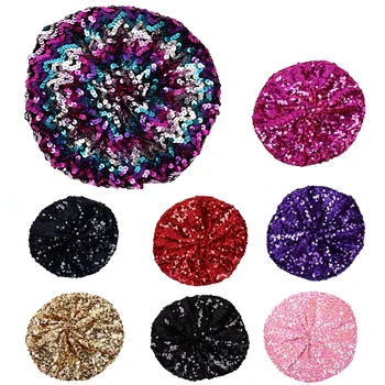 

Women Shiny Sequins Beret Fashion Jazz Glitter Dance Round Cap Ladies Costume Accessories Beanie Hat