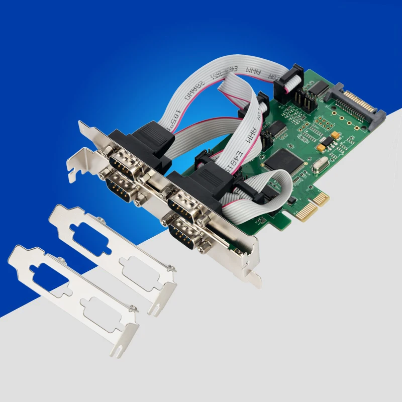 PCI-E PCI Express to 4 Port RS232 Serial Card RS-232 Signal COM Card 1pin or 9 feet Power Supply Serial Port DB9 PCIe Controller yn8604 usb conversion of 4 port rs485 232 four road rs232 to usb serial port line com port conversion industry