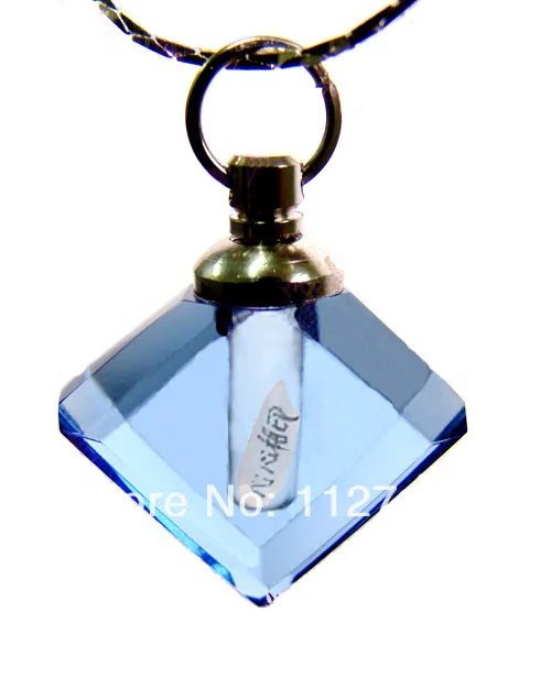 25pcslot blue Flat prismatic Rice vials pendants rice vial pendant perfume empty glass bottle glass spray perfume bottl