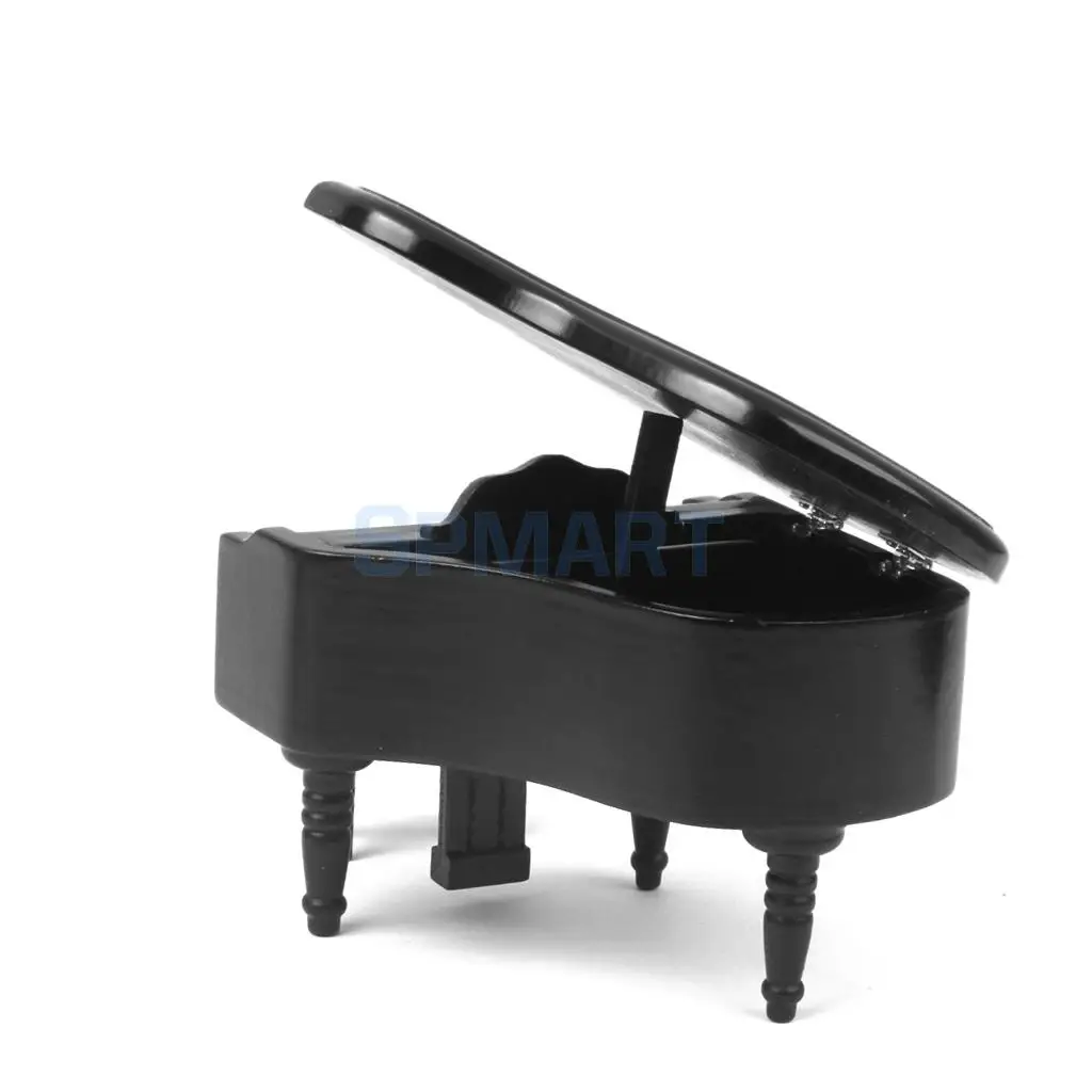 MagiDeal 1/12 Scale Dollhouse Miniature Wooden Piano with Stool Black for Dollhouse Decor Kids Toy