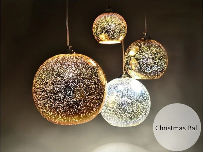 Horsten Novelty Creative Glass Ball Pendant Lights Modern Suspended Luminaire Christmas Ball Design Lamp 3D Colorful Pendant Lighting (3)