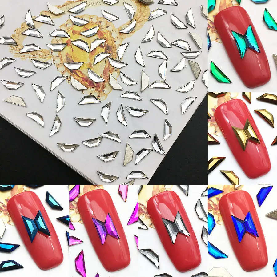 

2.8*8mm Rhombus Rhinestones Creative Variety Of Flat Bottom Dip Crystal High Quality For 3D Nail Shape Decoration Hot Drilling