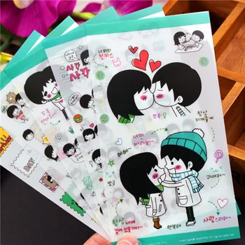 

15 Sheets Sweet Couples Lovers DIY Album PVC Kawaii Stickers Handmade Accessories Scrapbooking Diary Cell Phone Laptop Stickers