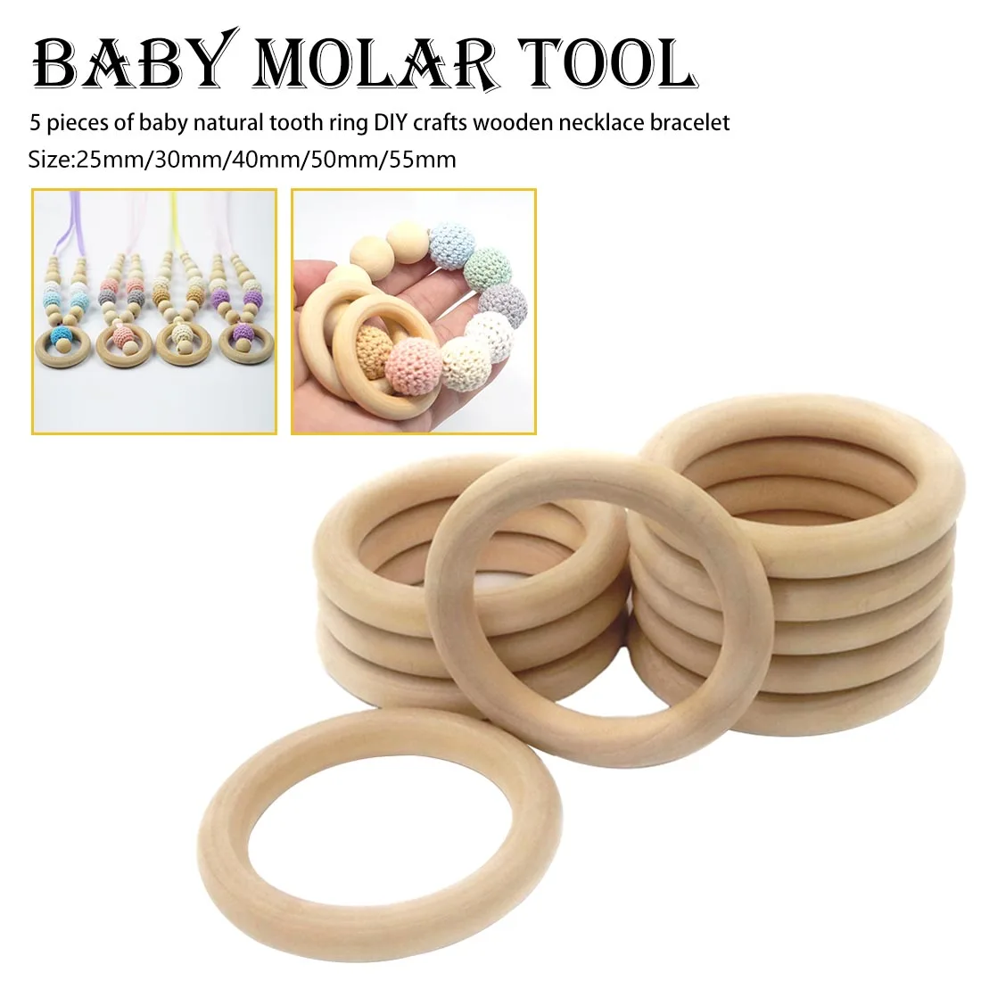 

Wood Ring Baby Teething Rings DIY Making Baby Bracelet Necklace Wooden Teether