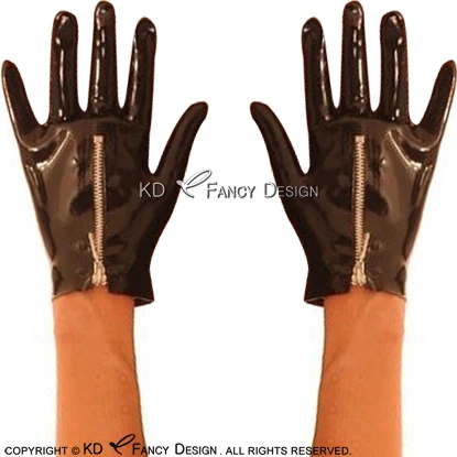 Guantes de látex Sexy negros cortos con cremallera de goma guantes de goma ST-0053 - 1