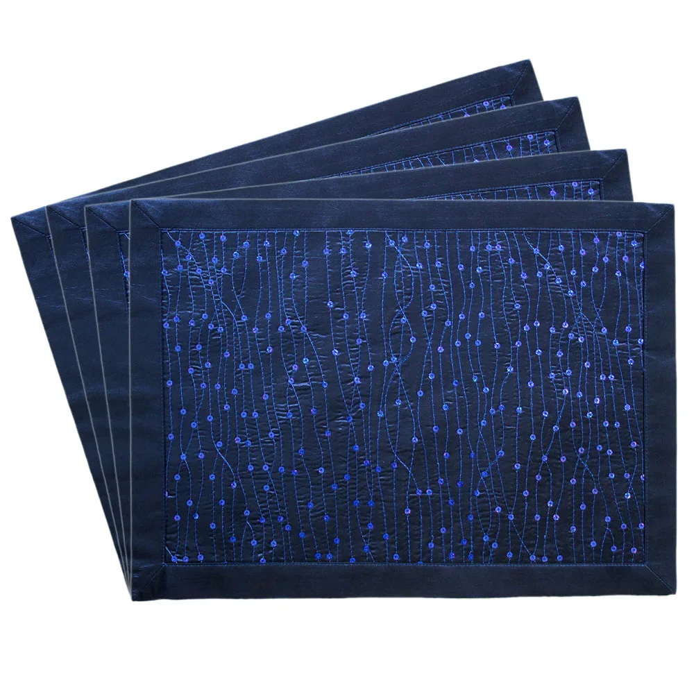 New Design Sparkle Glitter Blue Table Placemat Bling Bling Table mat