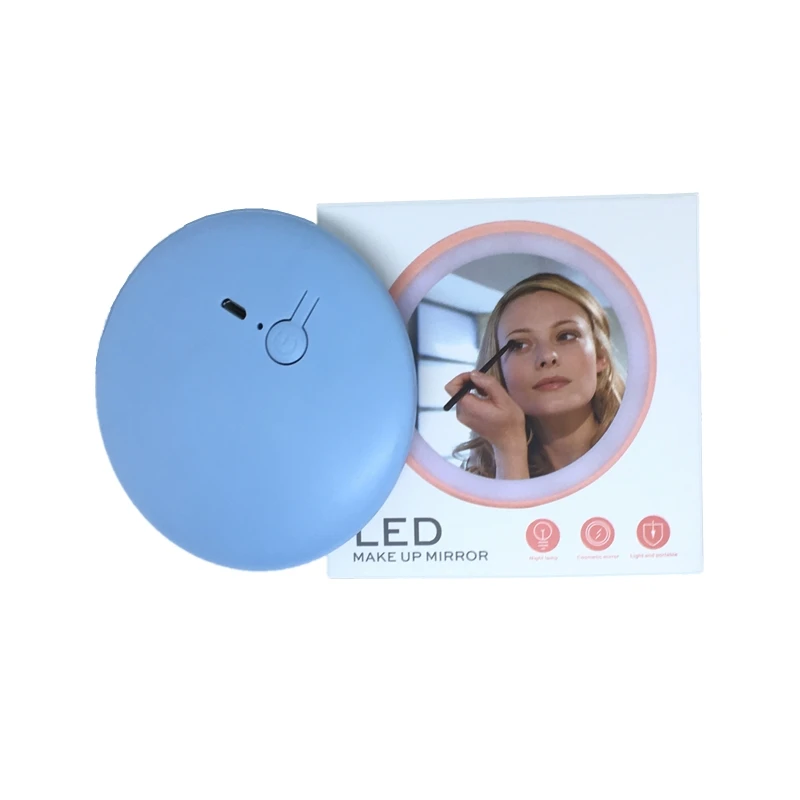 

3 pcs Mini led round pocket mirror cute compact led makeup mirror light up mirrors for makeup lighted