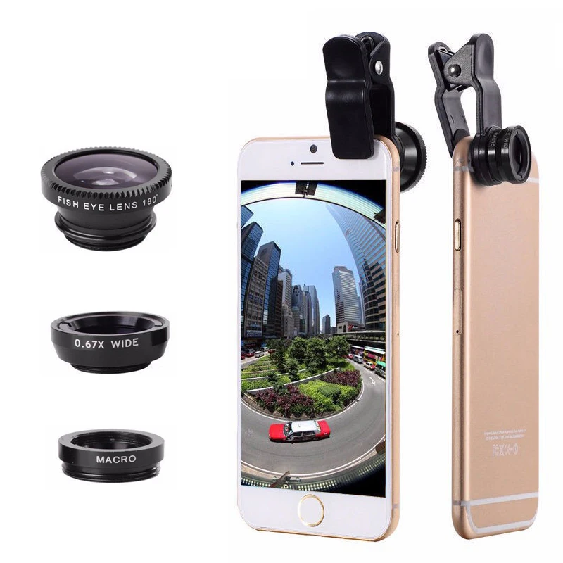 

SIANCS Wide Angle 3 in 1 Fisheye Lens 0.67x Macro Kit with Clip for iPhone Lens Lentes Mobile Phone Fish Eye Lens