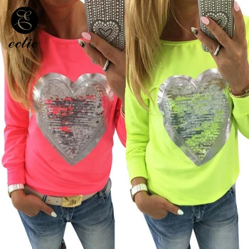 

Holographic Clothes Harajuku Kawaii Poleron Mujer 2019 Pastel Color Sequin Sweatshirt Women Korean Streetwear Heart Hoodie Punk
