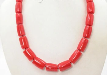 

huij 004906 22mm column pink coral beads necklace A0510