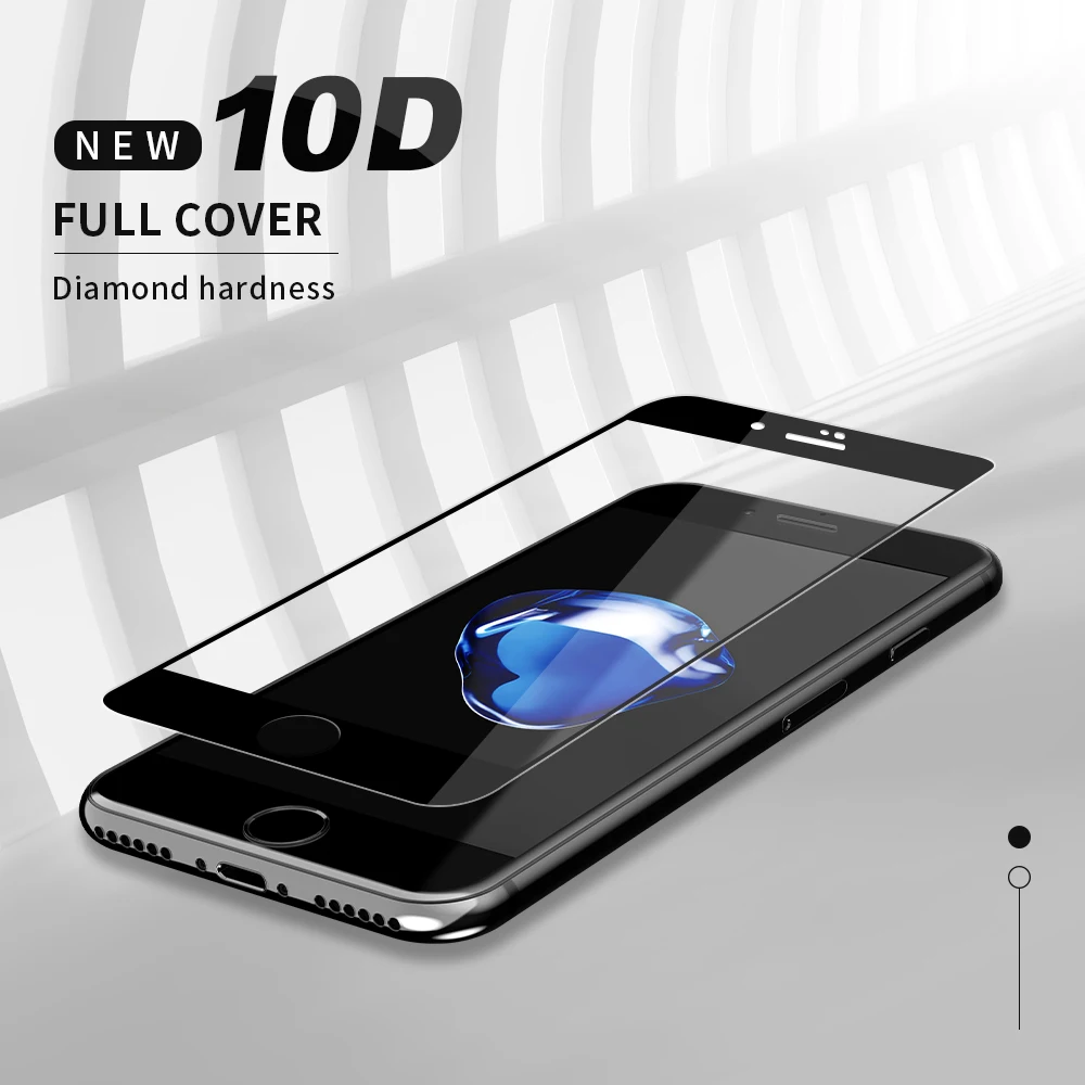Защитное стекло 10D закаленное 9H для iPhone 6 6s 7 8 Plus X полная защита экрана XR XS