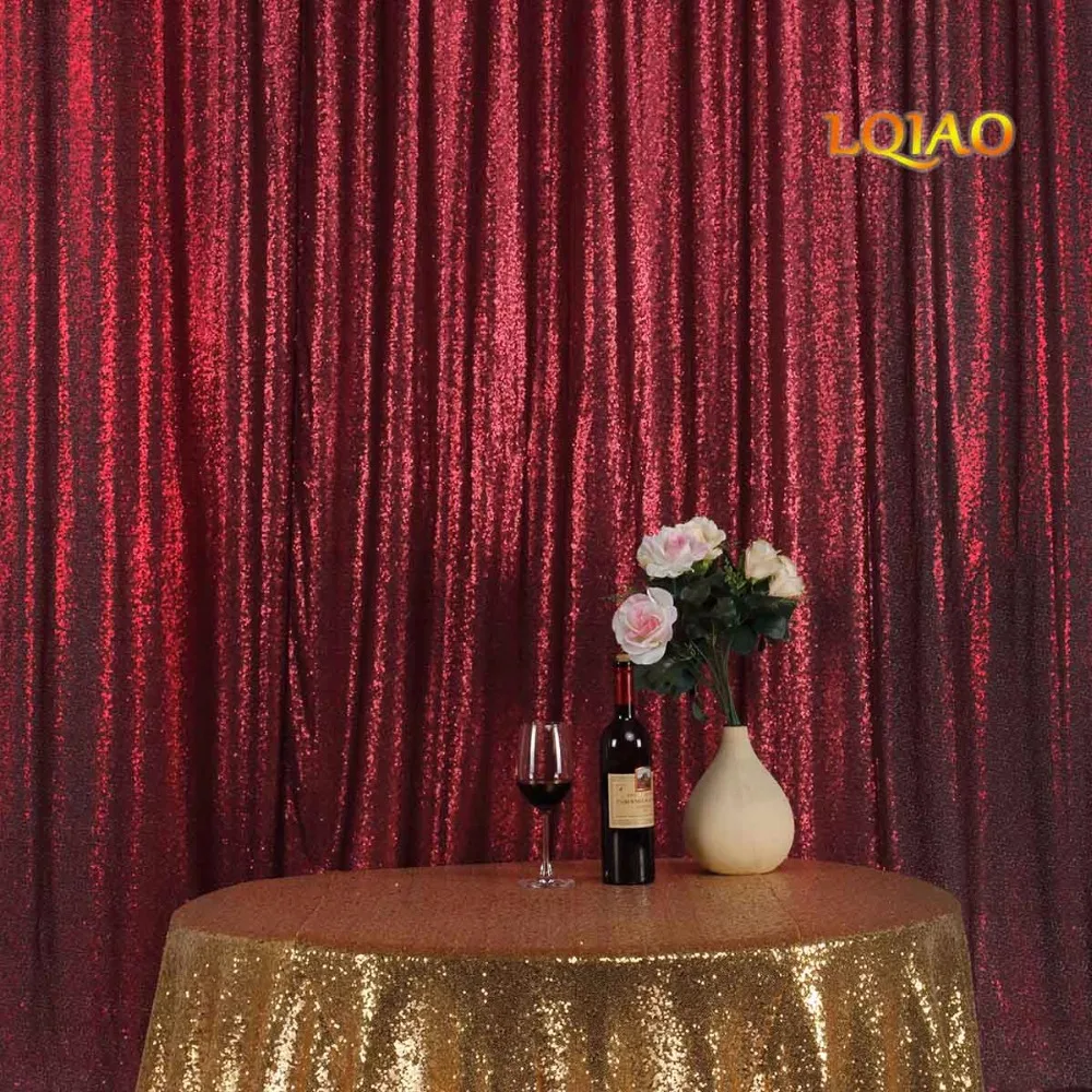 

8x8ft-Burgundy Sequin Backdrop Photo Booth Curtain Shimmer Sequin Fabric Photography Wedding Image Decoration-More Color Option