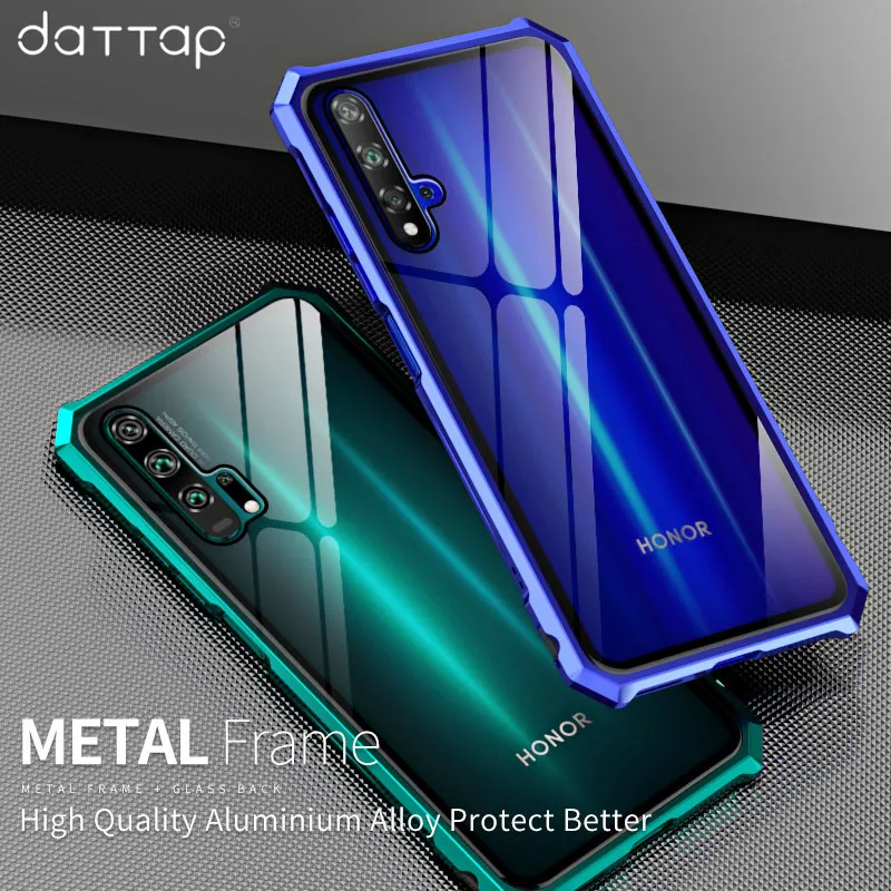 

For Huawei Honor 20 Pro Case Cover Luxury Aluminum Metal Frame Hard Clear Tempered Glass Case For Honor 20 Lite Honor20 Pro Capa