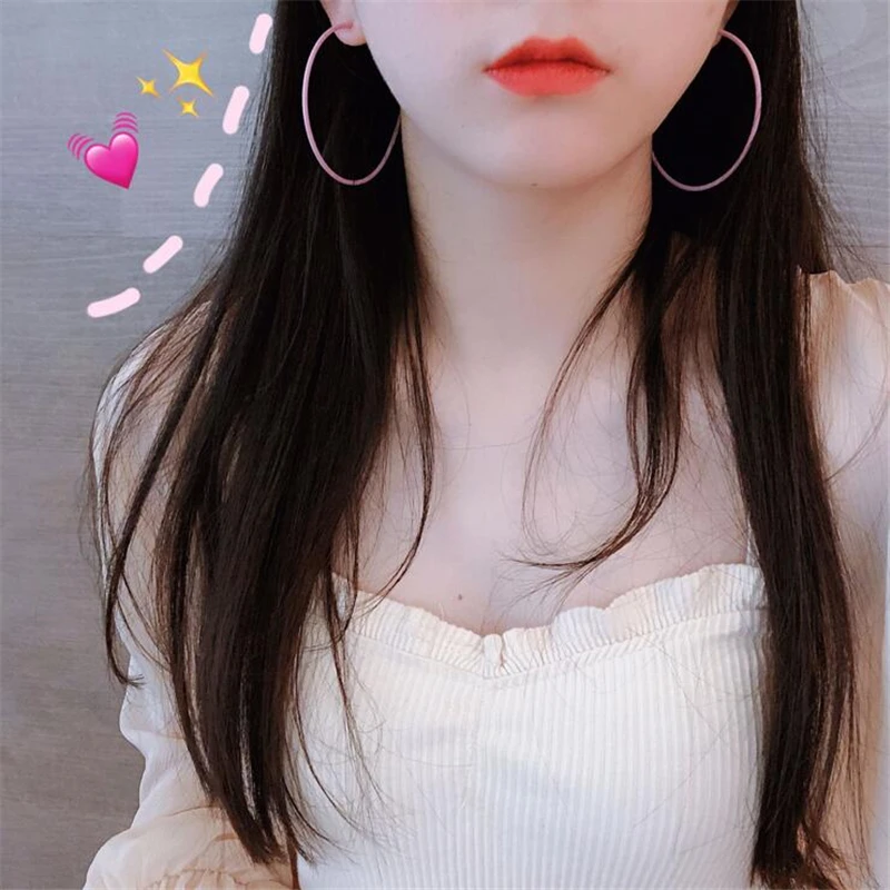 

INS Korean style color painting hoop earrings exaggeration temperament fashion for women earings fashion jewelry