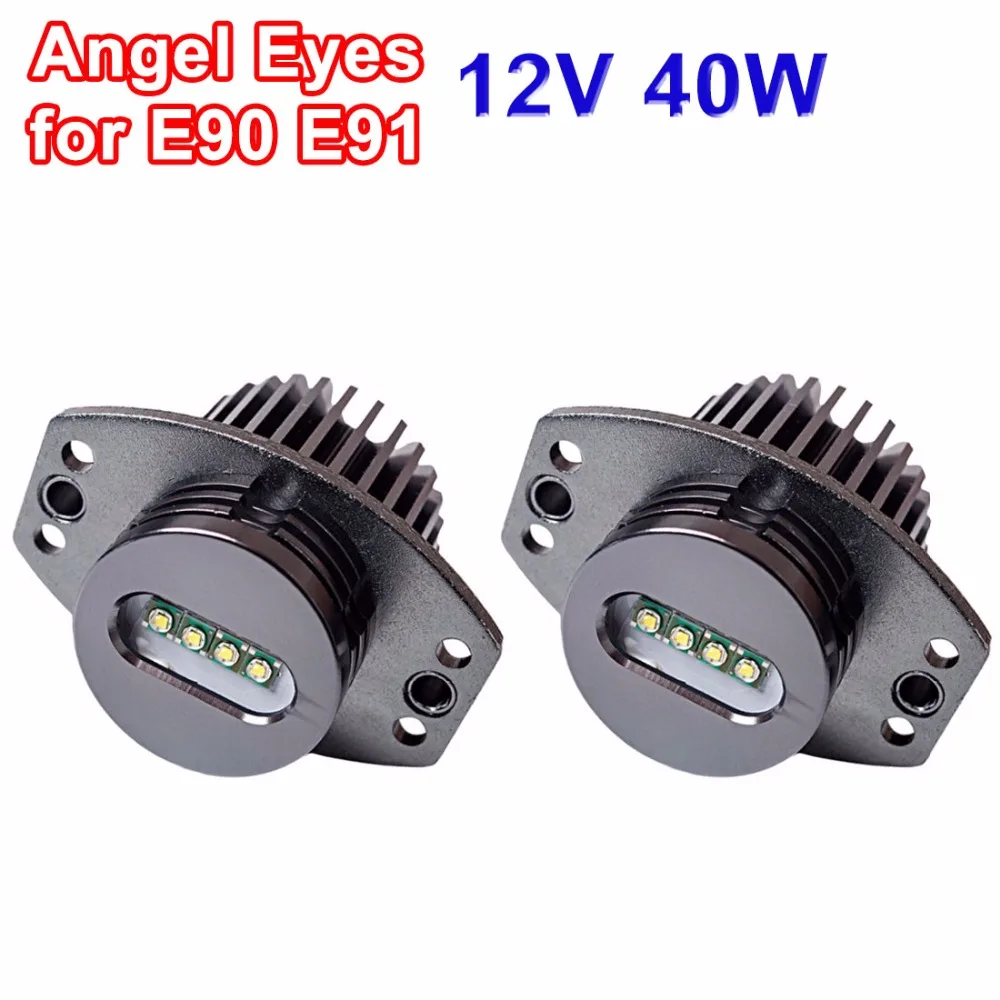 

hippcron 1 Set 2*20W 40W LED Marker Angel Eyes Bridgelux LED Chips XENON White 7000K for BMW E90 E91